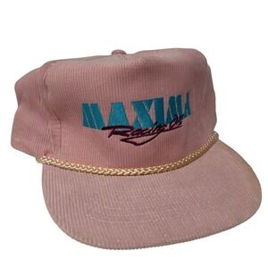 Vintage Maxima Racing Oils Pink Corduroy Rope Snapback Hat Otto Cap Trucker